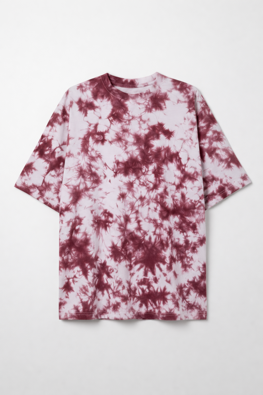 Oversized Maroon Tie-Dye T-Shirt | Unisex Premium Cotton Streetwear