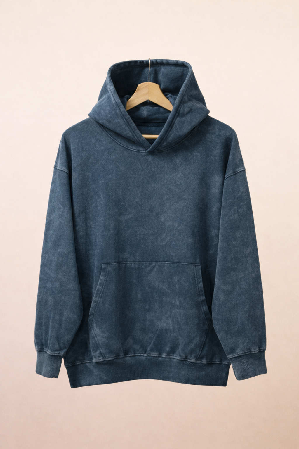 Premium Oversized Blue Acid-Wash Hoodie